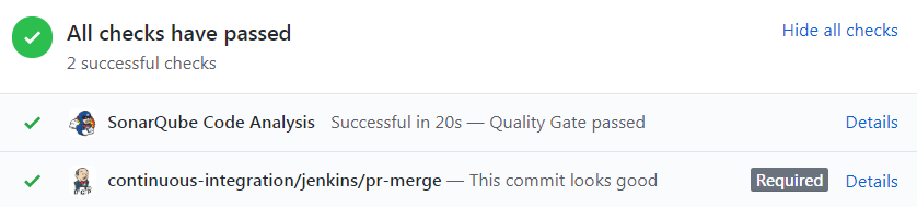 Pull request GitHub approuvée par SonarQube