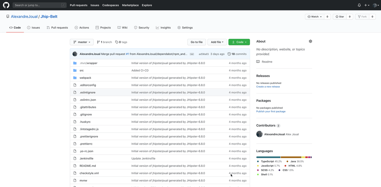 Creating-codespace-jhipster