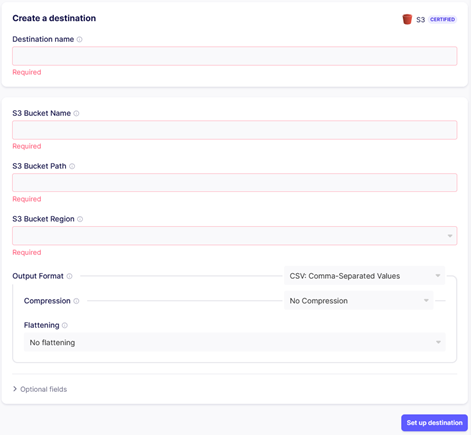 Figure 5 : Destination (Bucket S3) sur la GUI d’Airbyte