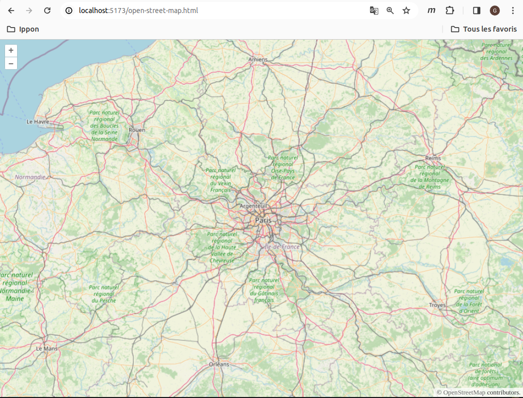 Open Street map centré sur Paris