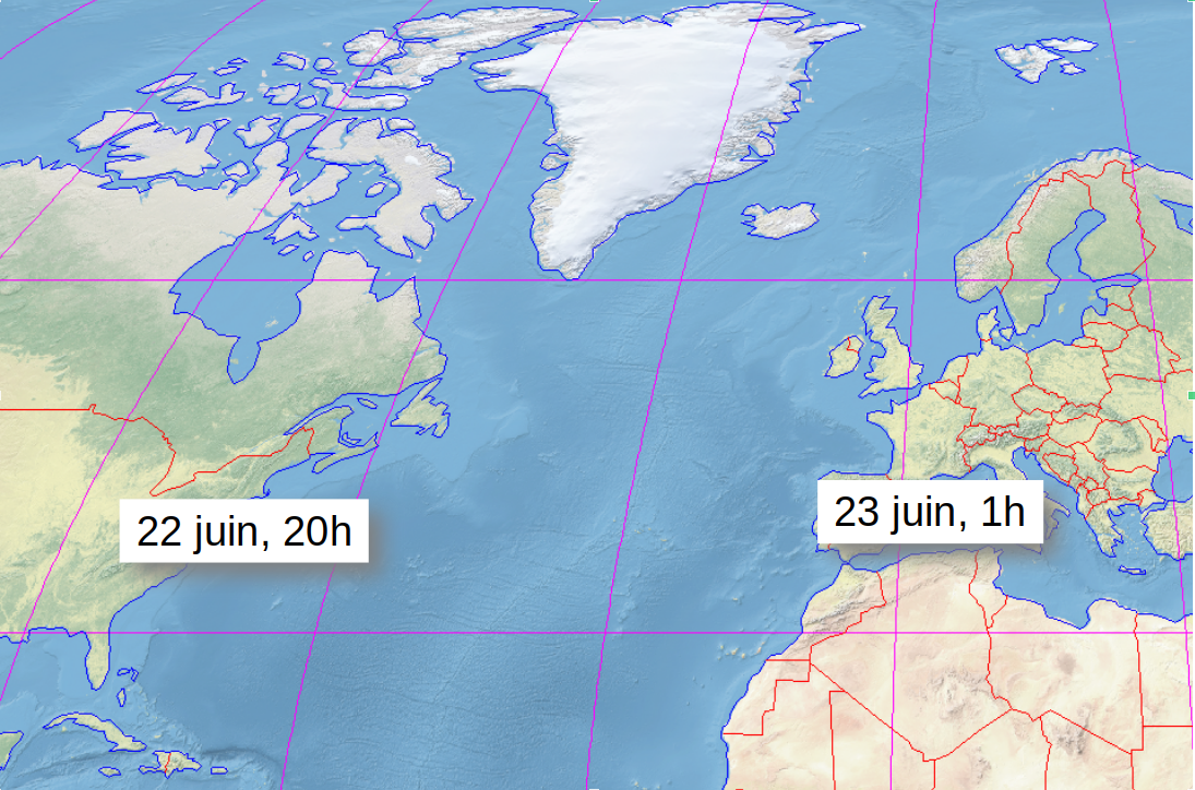 Il est 20h le 22 juin à New-York quand il est 1h le 23 juin à Paris