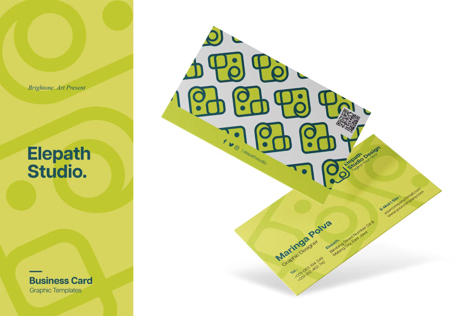 Photo d'une carte de visite qui utilise des motifs.