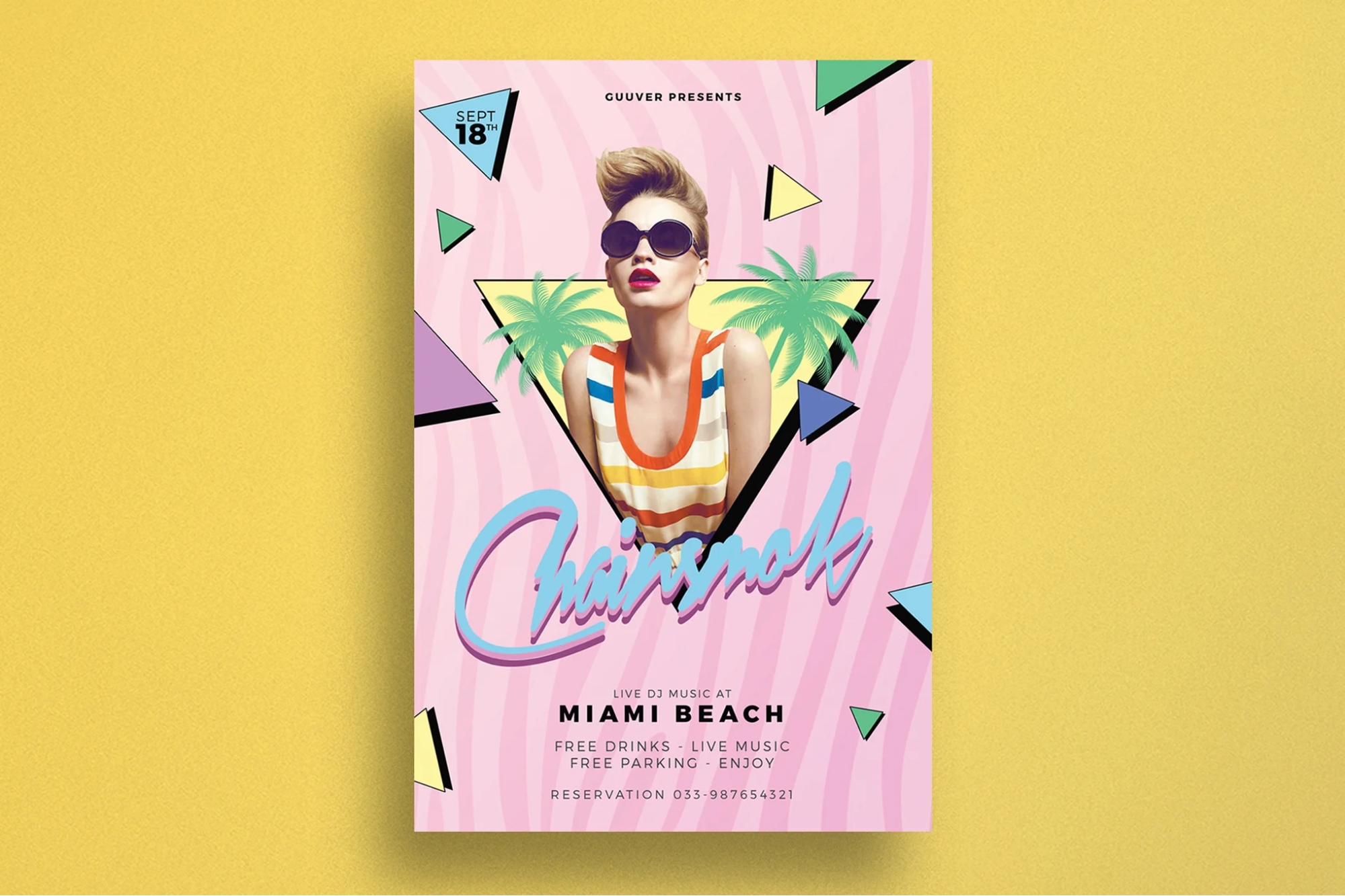 Photo d'une affiche utilisant différentes formes qui créent du dynamisme.