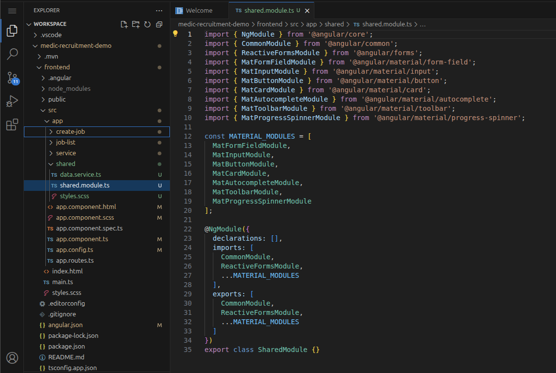 Interface VSCode intégrée à OpenHands listant les fichiers du projet ainsi que les modifications apportées.