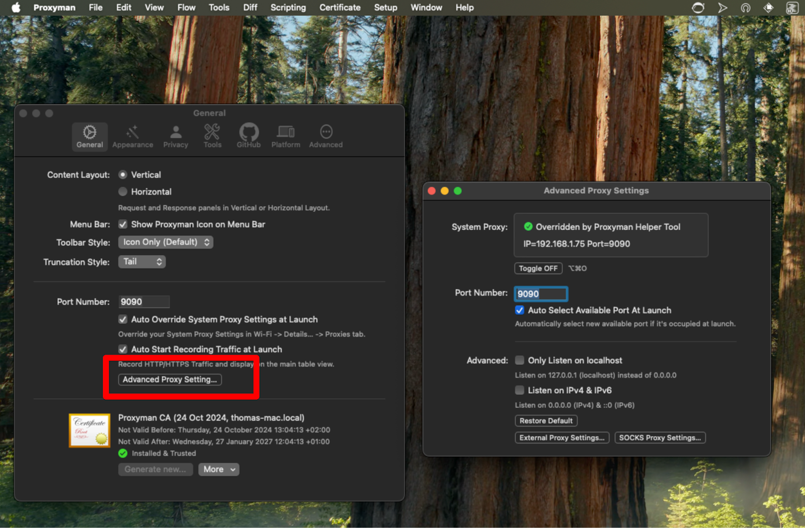Récupération de l'IP du proxy