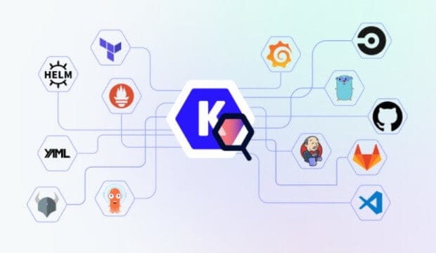 Image d'illustration de Kubescape montrant le lien avec différents autres outils, dont Gitlab et VSCode.