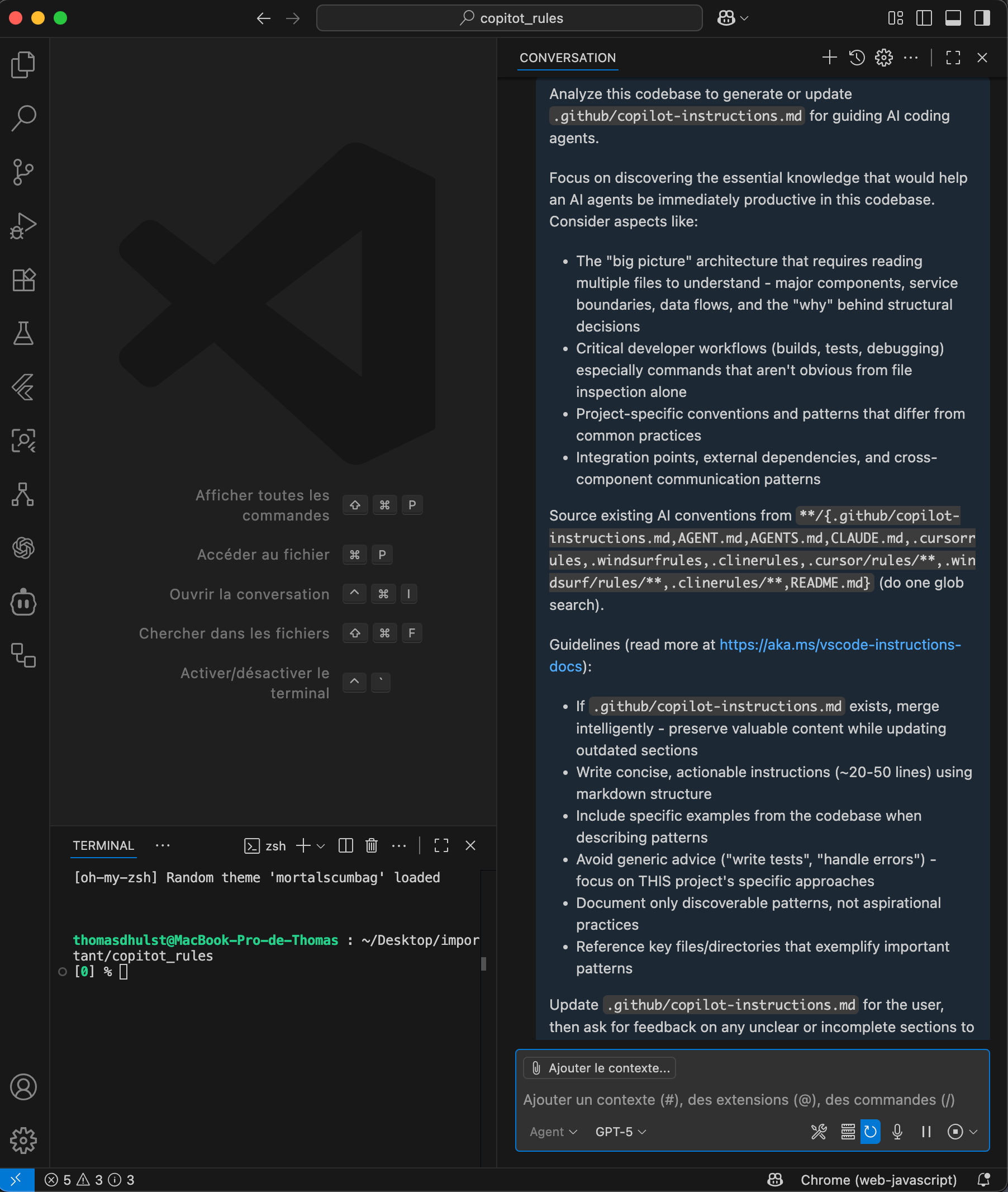 Exmple de prompt pour générer les règles dans VSCode