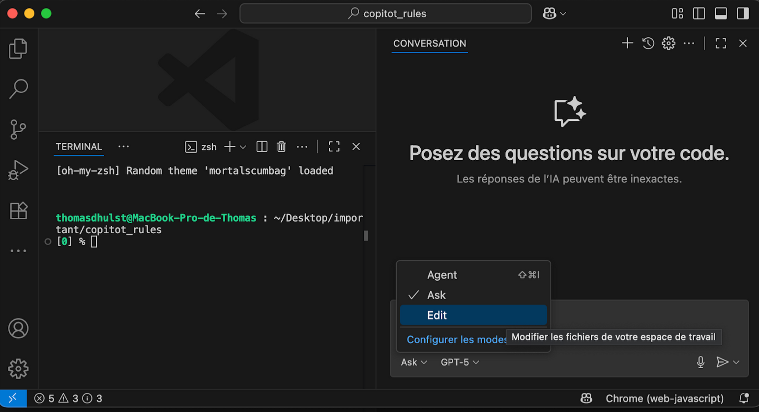 Bouton de modification dans VSCode