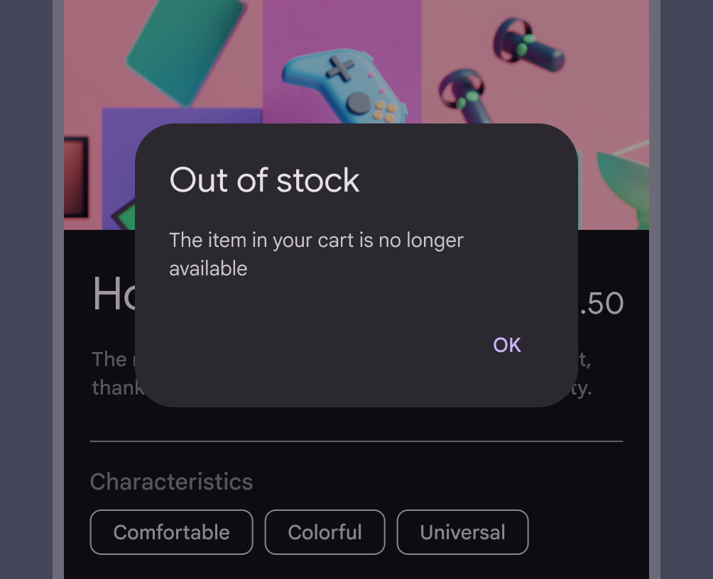 Pop up d'alerte Material 3