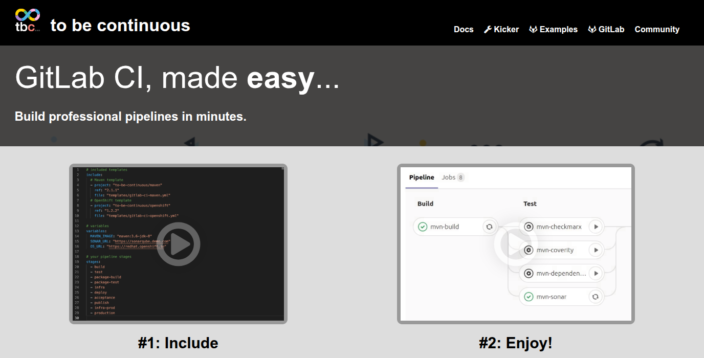 Page d'acceuil to-be-continuous.gitlab.io